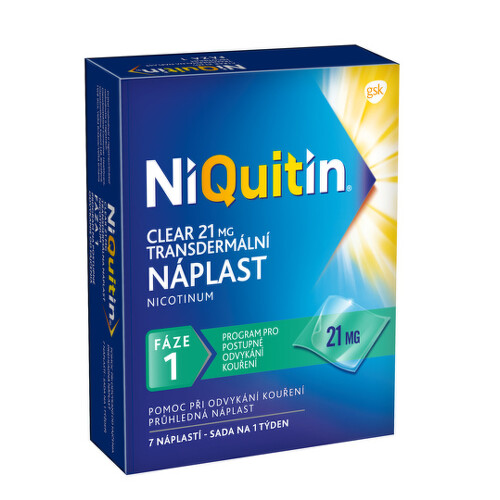 NIQUITIN Clear 21 mg transdermálna náplasť 7 ks